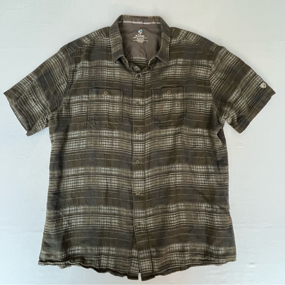 Kuhl Men's Skorpio Short Sleeve Button Down Plaid Shirt Outdoor Travel Size XL